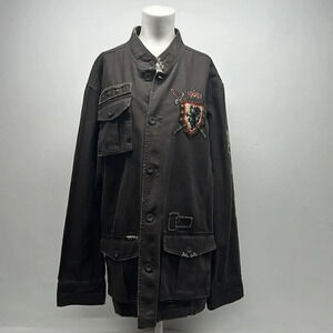Rebel Spirit Military Jacket Coat Medieval Knight Horse Button Down Plus Sz 3XL